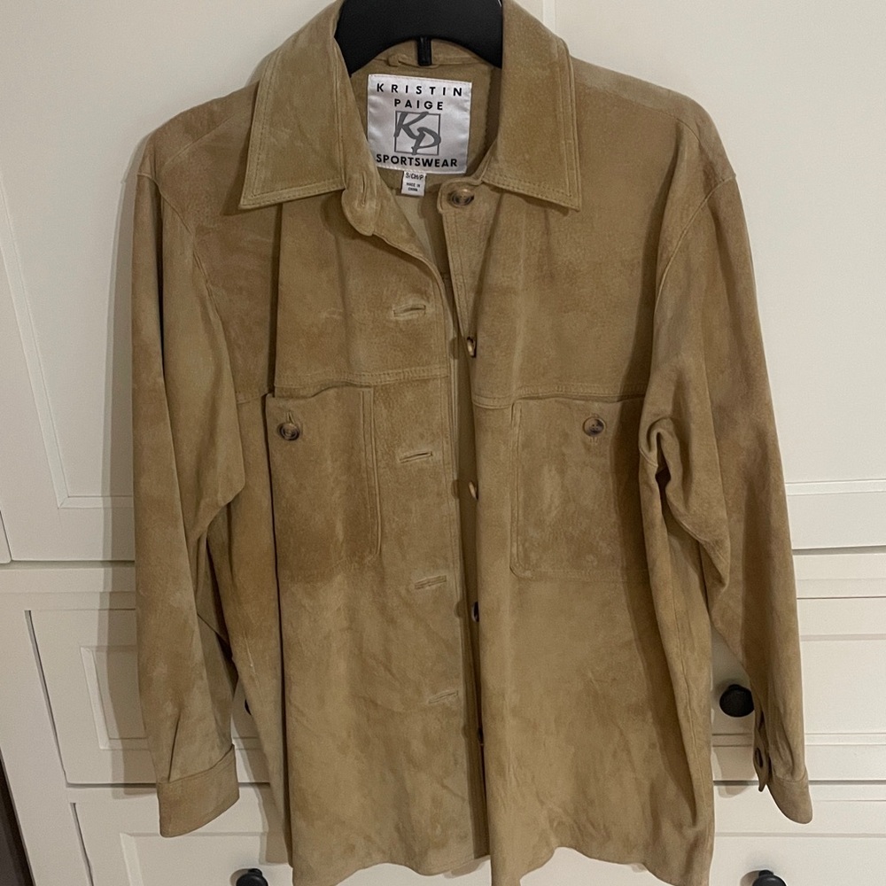 Vintage Kristin Paige Tan Suede/Leather Button Down Shirt/Jacket. 
Womens S